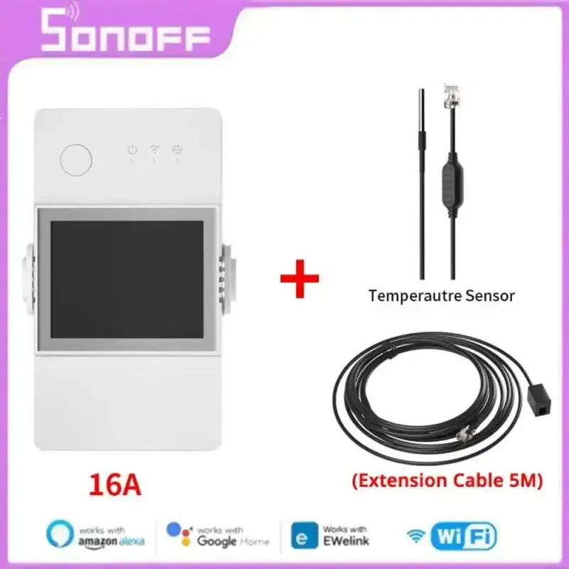 

Смарт-переключатель SONOFF TH Elite 16A/20A WiFi с ЖК-дисплеем, переключатель контроля температуры и влажности