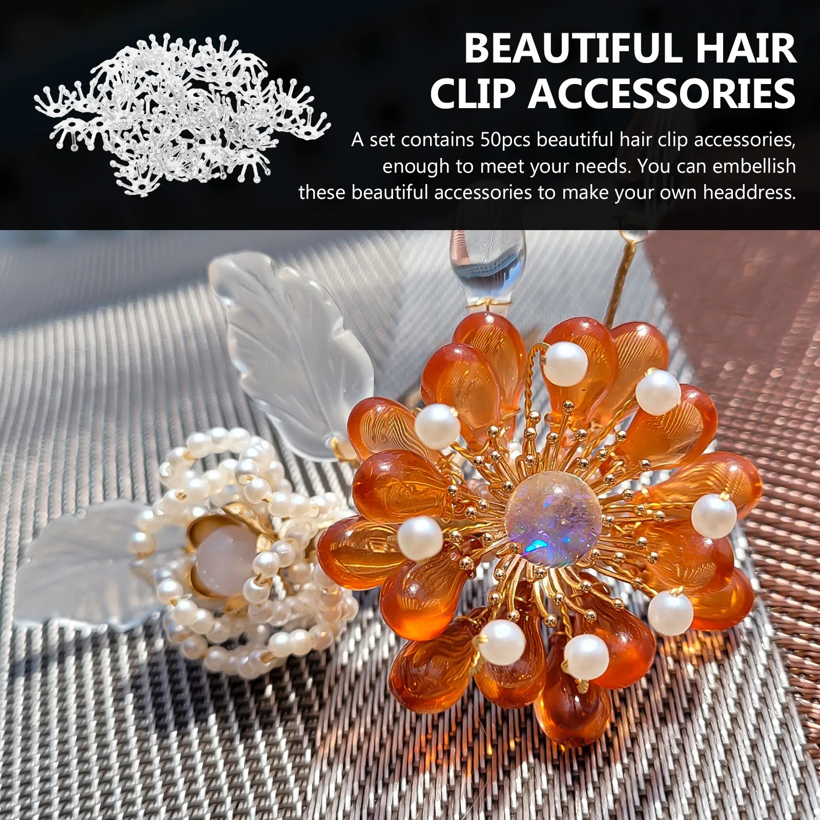 

50Pcs DIY Flower Bud Headdress Accessory Copper Hairpin Hair Clip Material for Jewelry Pendant Wedding Craft DIY Decoration