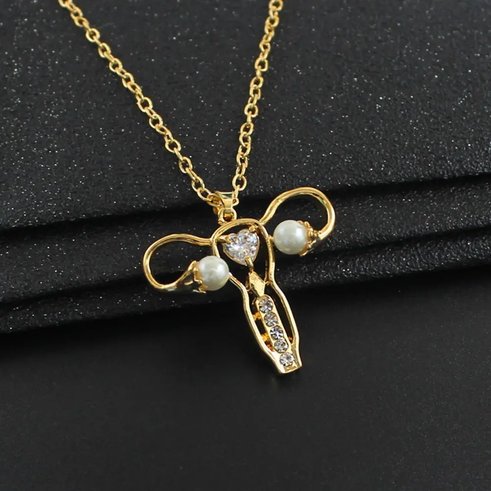 Women Pearl Love Personality Symbol Fashion Gynecologist's Necklace Uterus Pendant