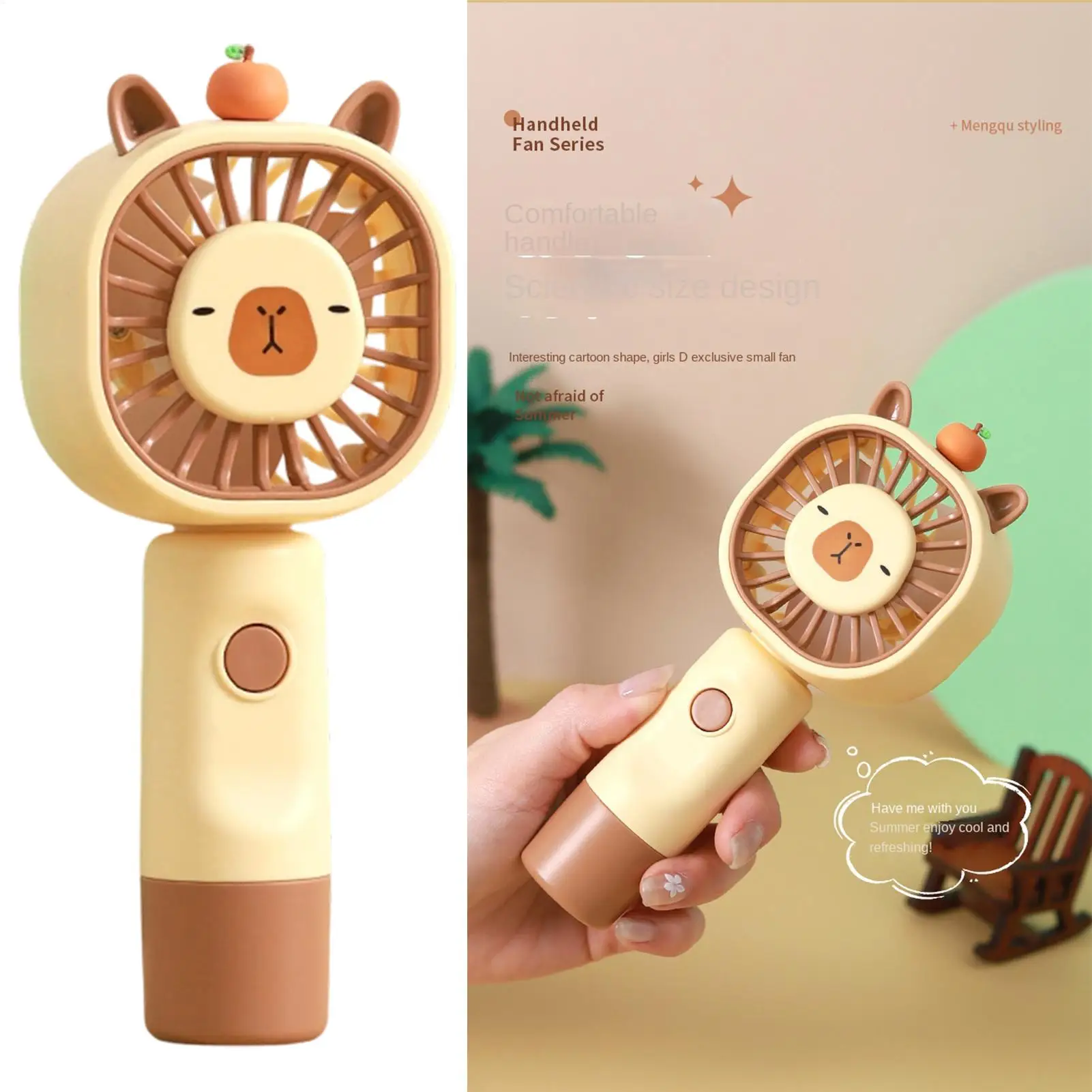 Mini Fan Handheld cartoon 5-Level Personal USB Fan High Speed Portable Cooling Tool for Travel Camping Beach Summer Outdoor
