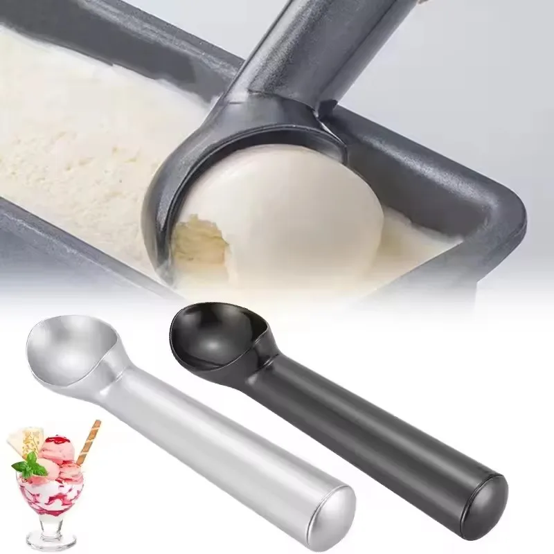 

1PCS Lightweight Ice Cream Scoop Professional Black Silver Dishwasher Safe Cookie Scooper 7 Inch Non-Stick Ice-Cream Spade