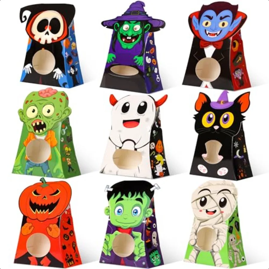 

54Pack Halloween Treat Boxes with Clear Window 9 Designs Trick or Treat Candy Bags for Party Favors plies Classroom Exchange 6