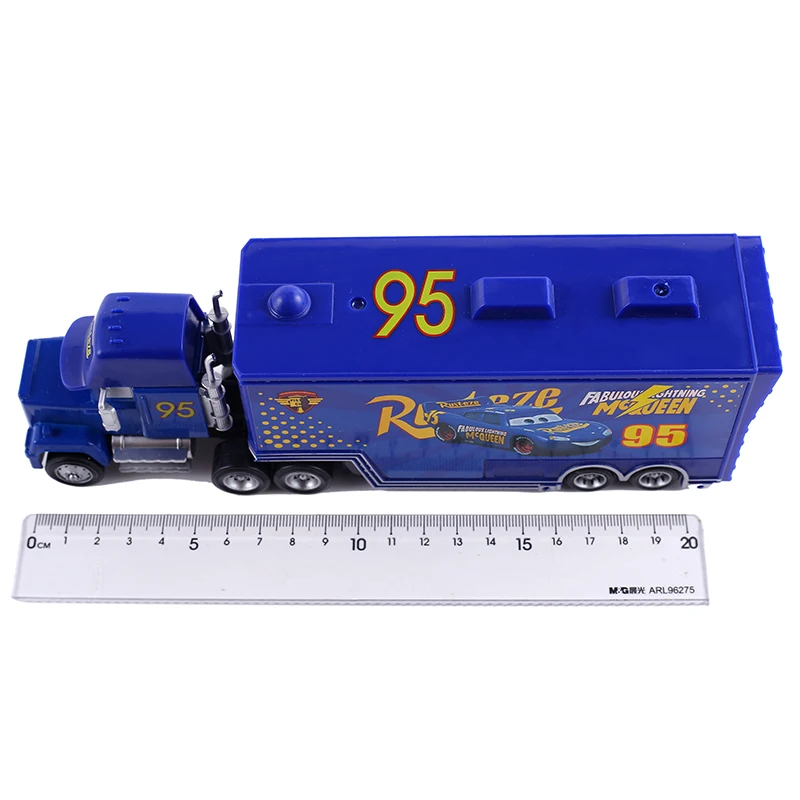 Disney Pixar Cars-camión contenedor Mack, coche de juguete Ramírez Racing Lightning McQueen 1:55, modelo fundido a presión, regalos de cumpleaños para niños