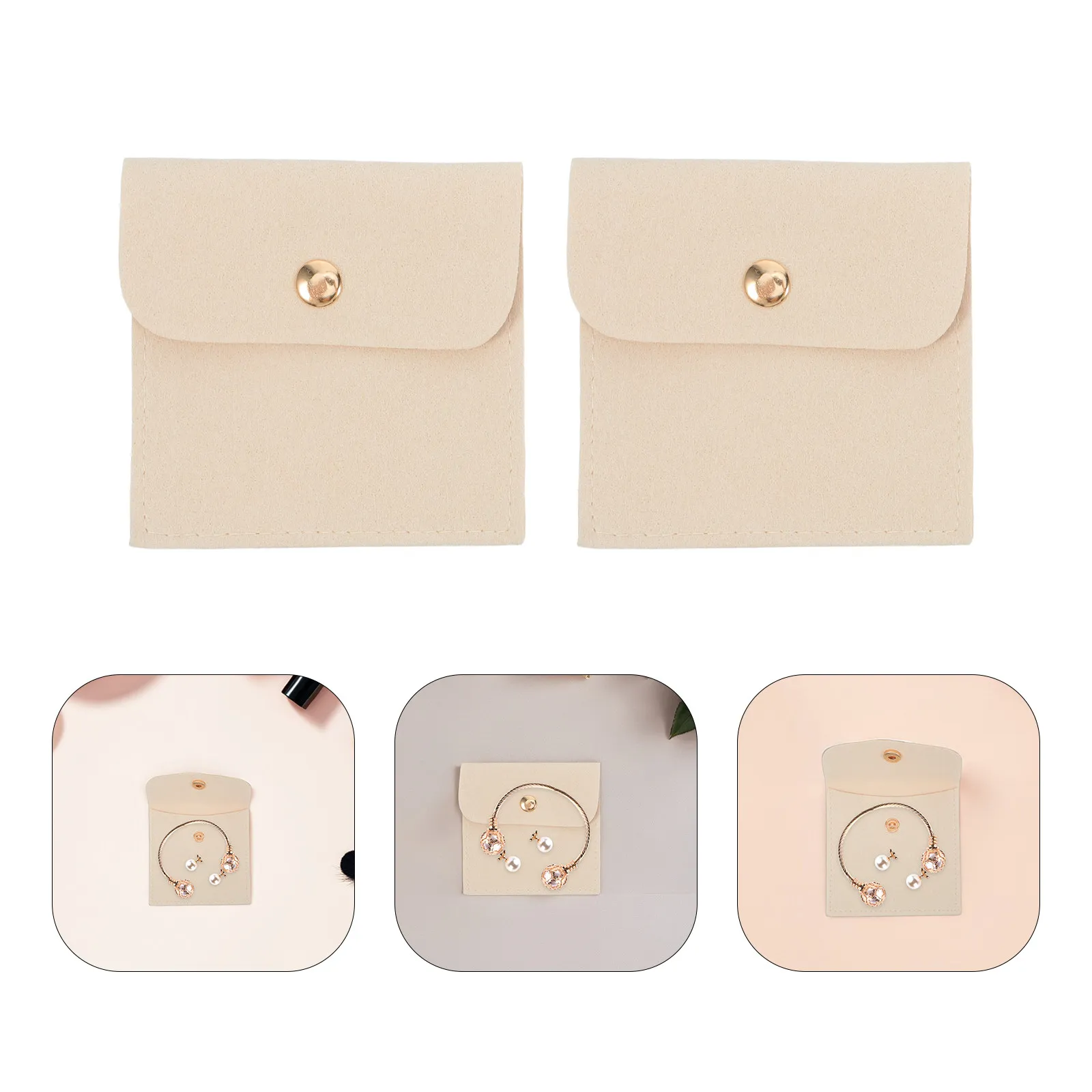 

10Pcs Jewelry Storage Bag Protective Microfiber Square Pouch Snap Button Lightweight Mini Envelope Style Ring Bracelet Organizer