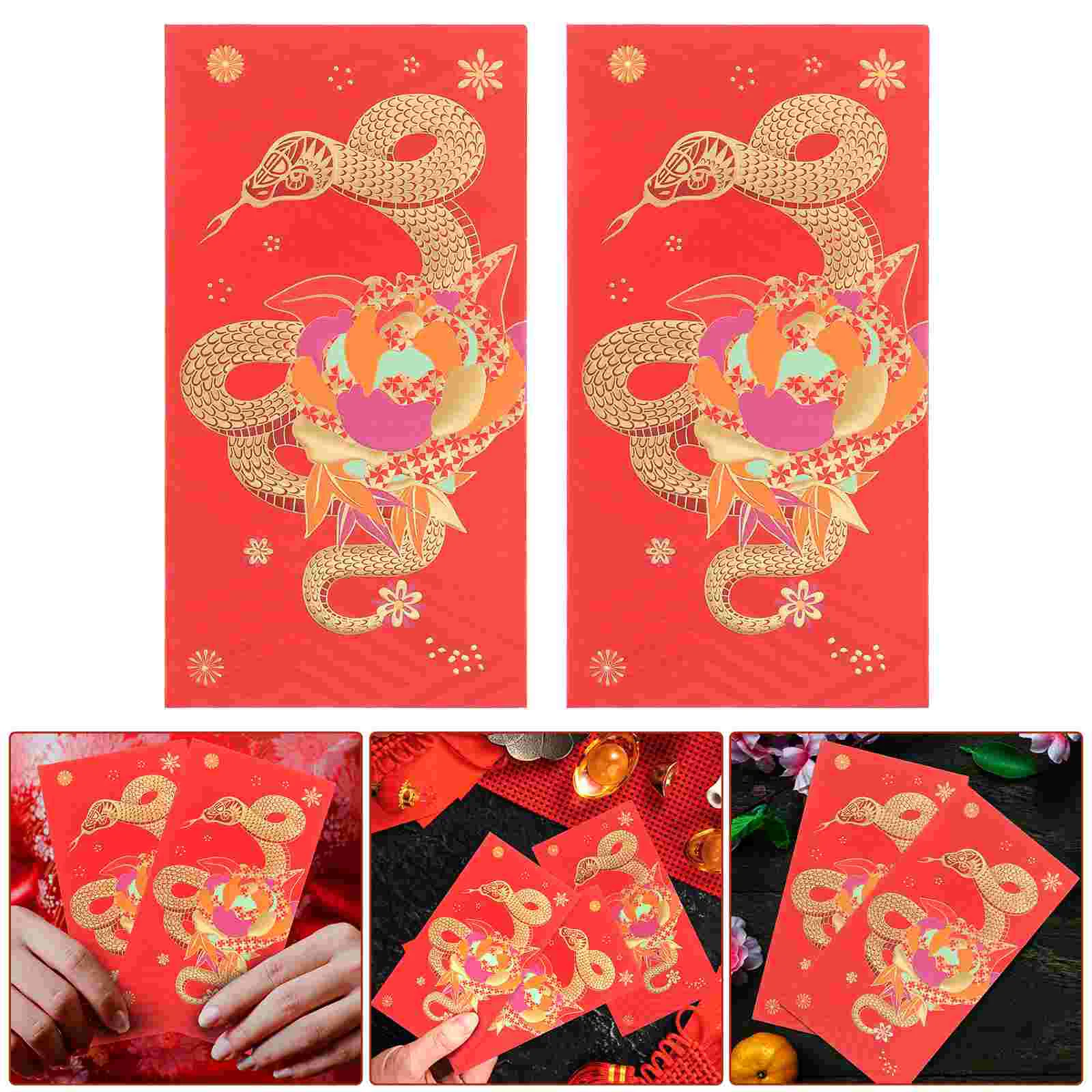 

6 Pcs Red Envelope Bag Cash Envelopes for Money Lunar Calendar Pocket Chinese Monery Paper China