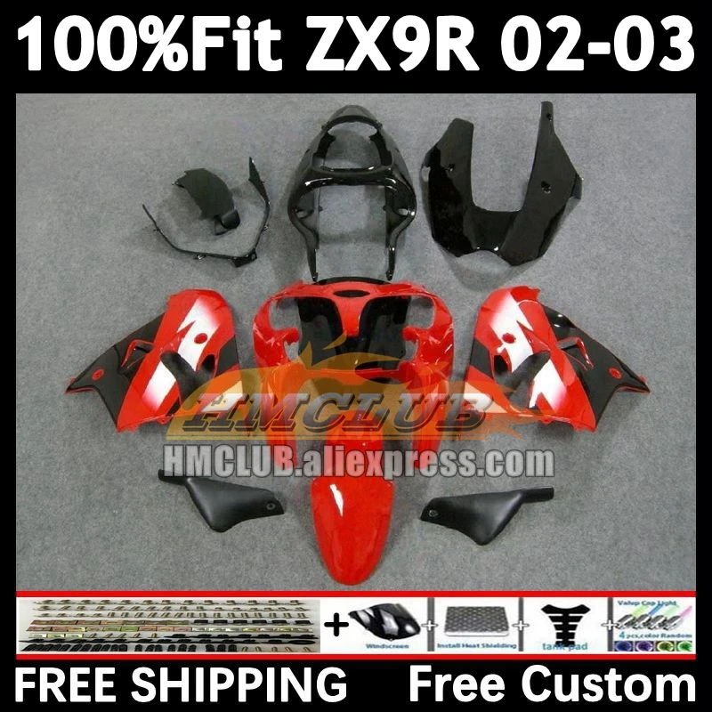 

Корпус впрыска для KAWASAKI NINJA ZX красный черный 900 9R 9 R 2002 2003 166 No 4 ZX900 ZX-9R ZX9 R 900CC ZX9R 02 03 OEM обтекатели