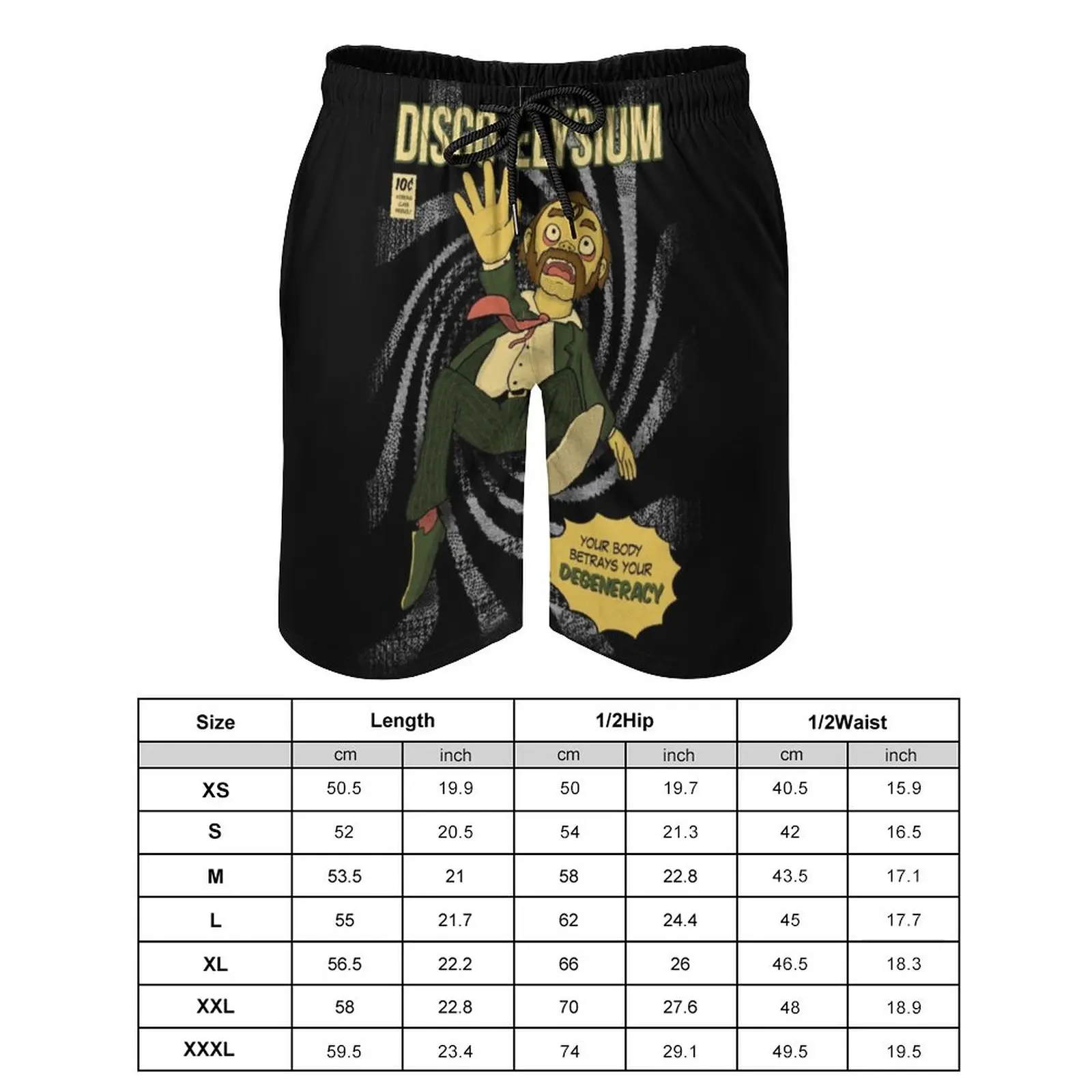 Disco Elysium - Comic Style Board Shorts Game Intellect Fanart Videogame Computer Beach Shorts Drawstring Funny Swim Trunks Gift