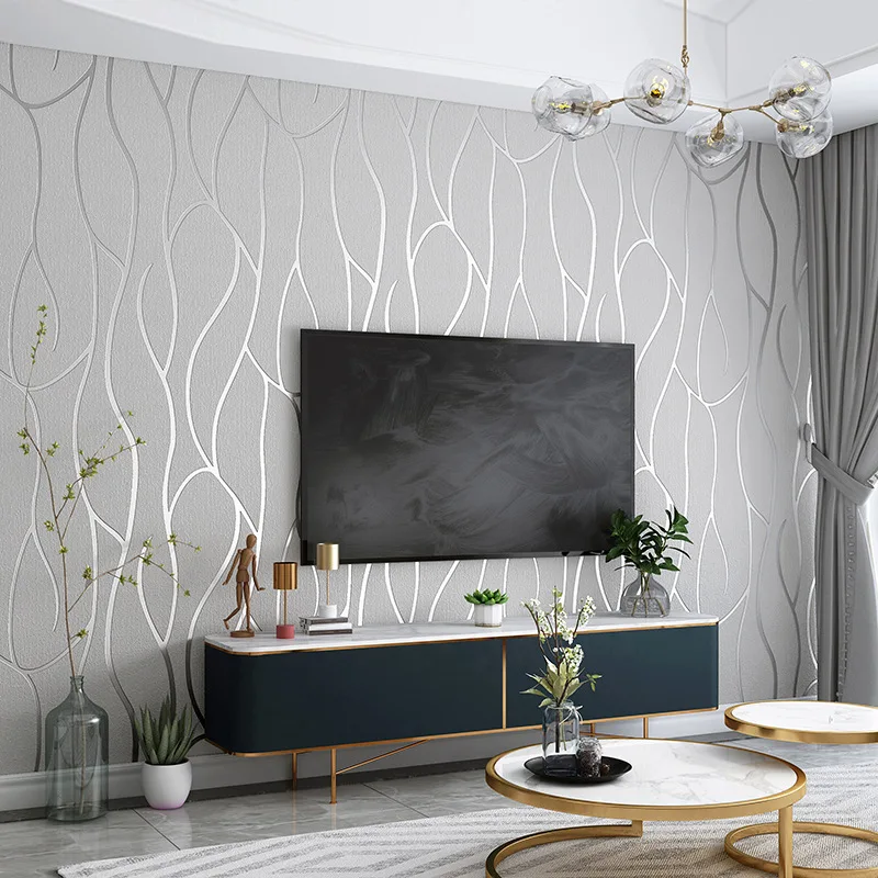 Papel Tapiz Moderno con Textura Geométrica, Papel Tapiz a Rayas para Dormitorio, Sala de Estar, Sofá, Paredes de TV, Decoración del Hogar, Papel de Pared