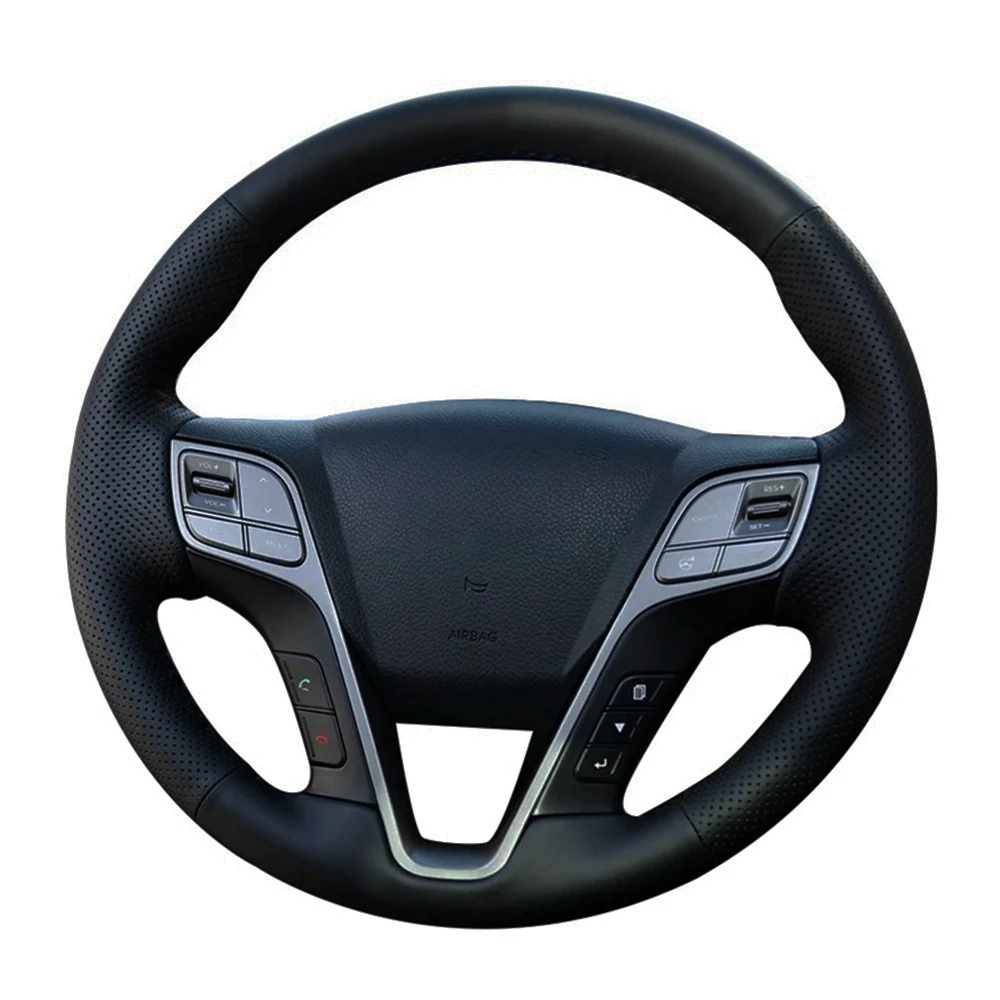

Hand Sewing Braid Car Steering Wheel Cover Anti-Slip Artificial Leather For Hyundai Santa Fe 2013 Grand ix45 Car Accessories
