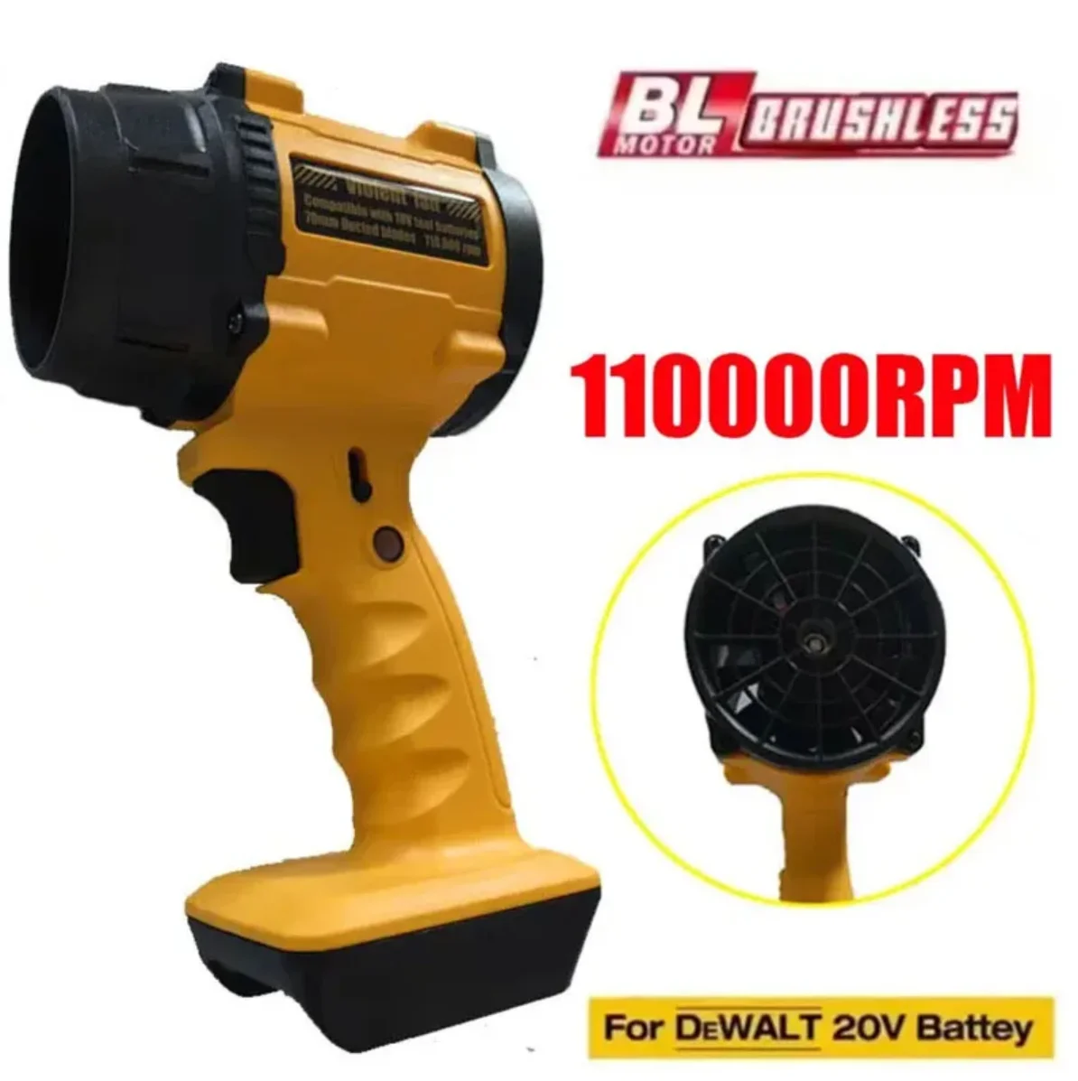 High-Power Violent Fan Air Blower Turbo Jet Fan Thrust Leaf Duster Handheld Power Tools For DeWALT 20V 18V Battery
