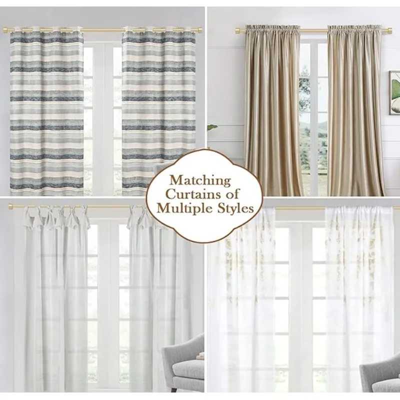 Gold Curtain Rod Set 32 to 79 INCH, Adjustable Curtain pole, Extendable Curtain Rods, Modern Simple Curtain Rod with End Cap