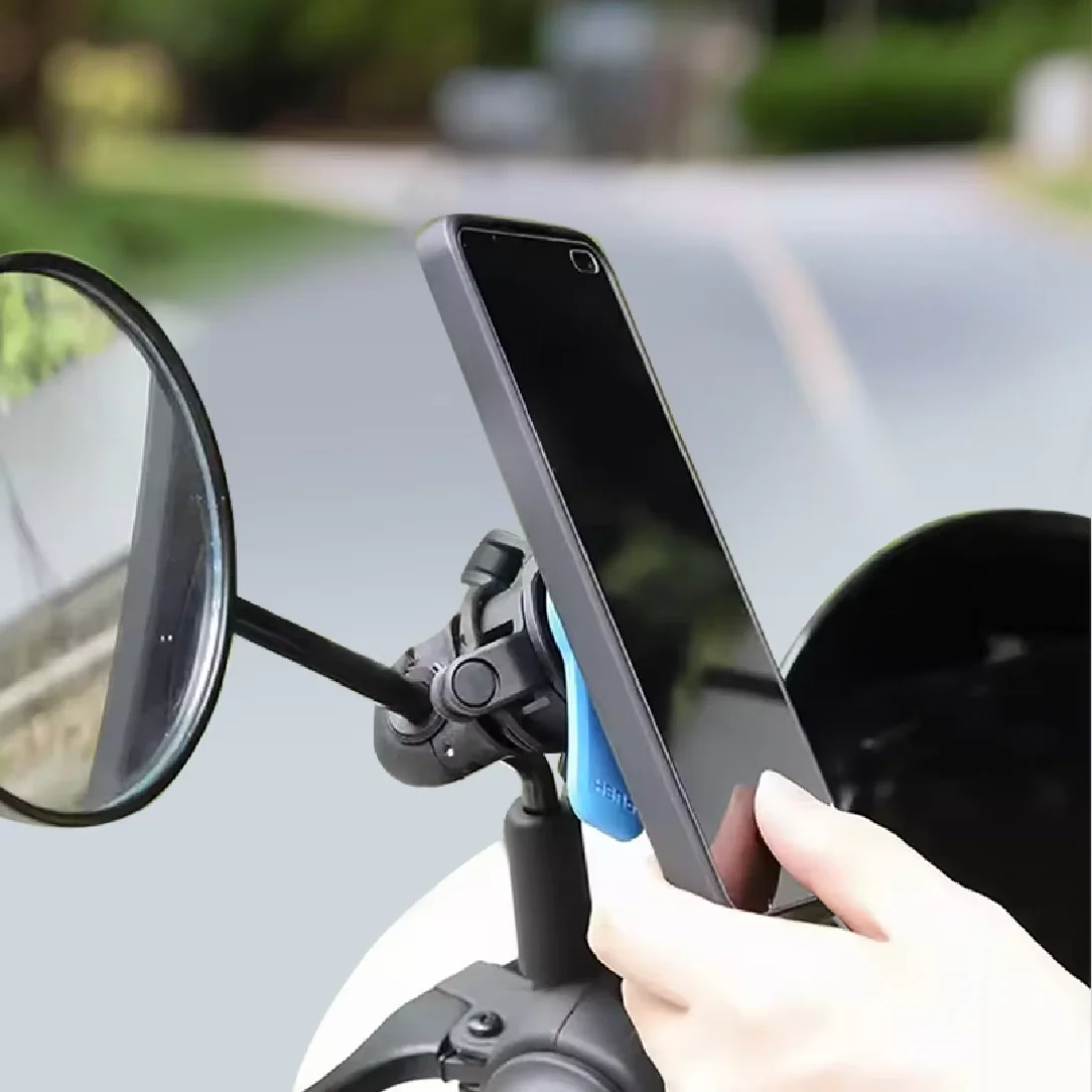 Anti-Slip Shockproof Universal Mirror Phone Mount, Fast Install Secure Holder for Motorcycle Bicycle, Stable Secure Cell Phone