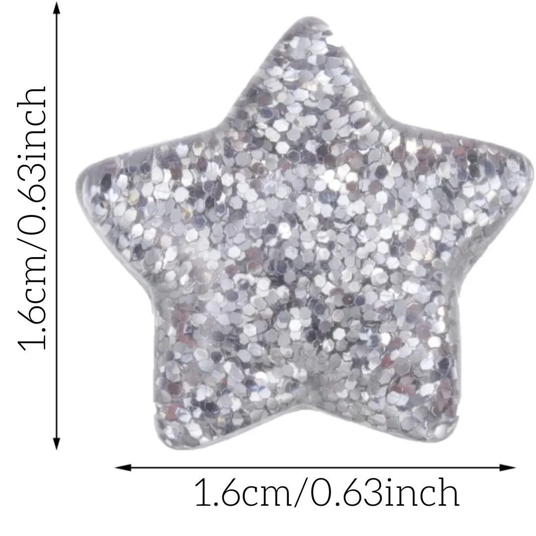 20pcs 16mm resina Glitter Sparkle Star Flatbacks cabochon abbellimenti per Cardmaking matrimonio fai da te natale Craft Scrapbooking