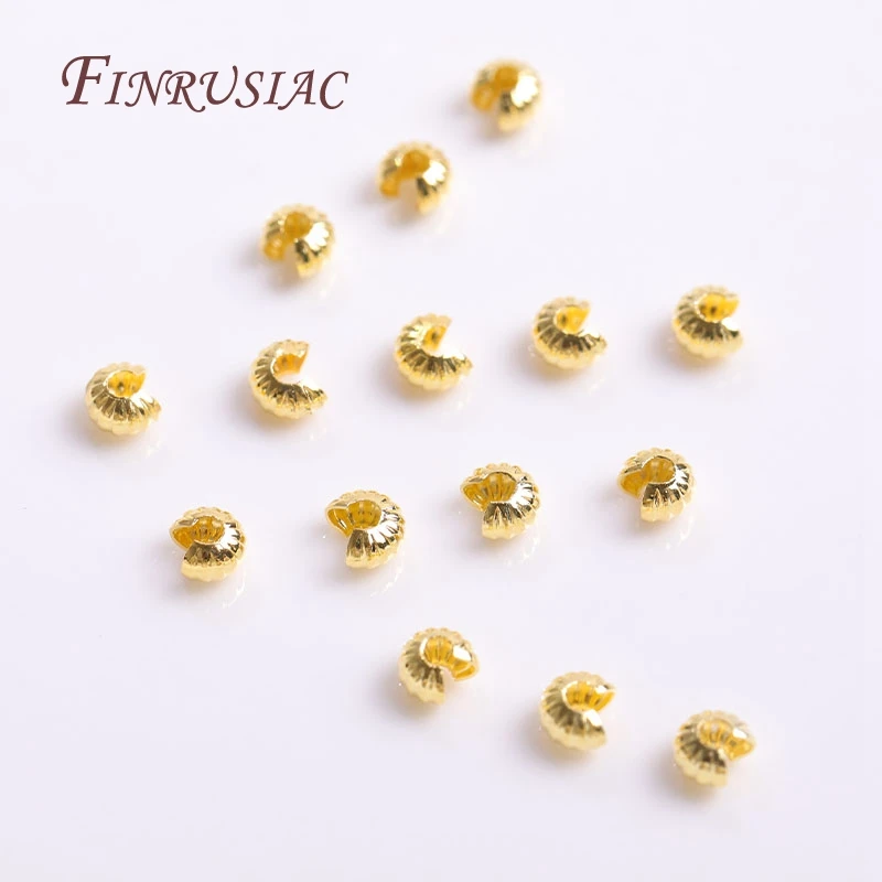 Stopper Beads For DIY Jewelry Making Accessories 50Pcs/Lot 18K Gold Plated Open Crimp Beads,Round Covers Crimp End Beads