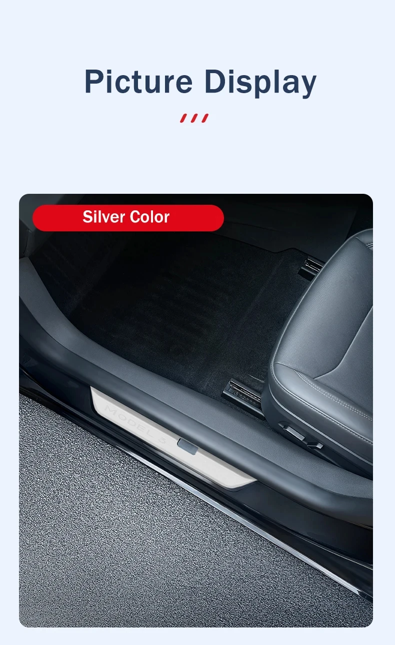 Für Tesla Modell 3 Highland Vorne Hinten Einstiegsleisten Wrap Abdeckung Anti Scratch Edelstahl Tür Sill Streifen Platte Auto Zubehör – Detail 8