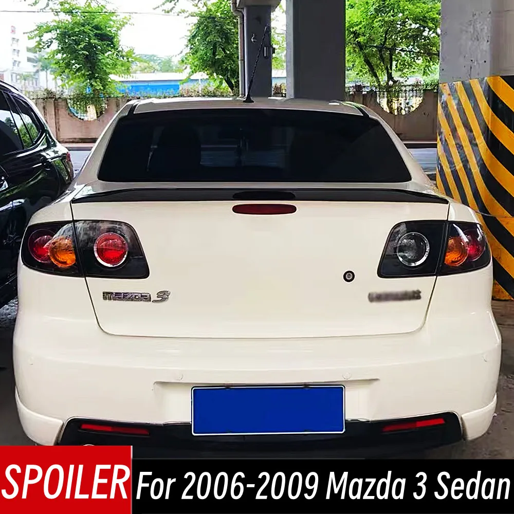 

For 2006-2009 Mazda 3 Sedan 4 Door Bodykit Rear Trunk Lid Spoiler Wings Car ABS Plastic Black Carbon Exterior Tuning Accessories