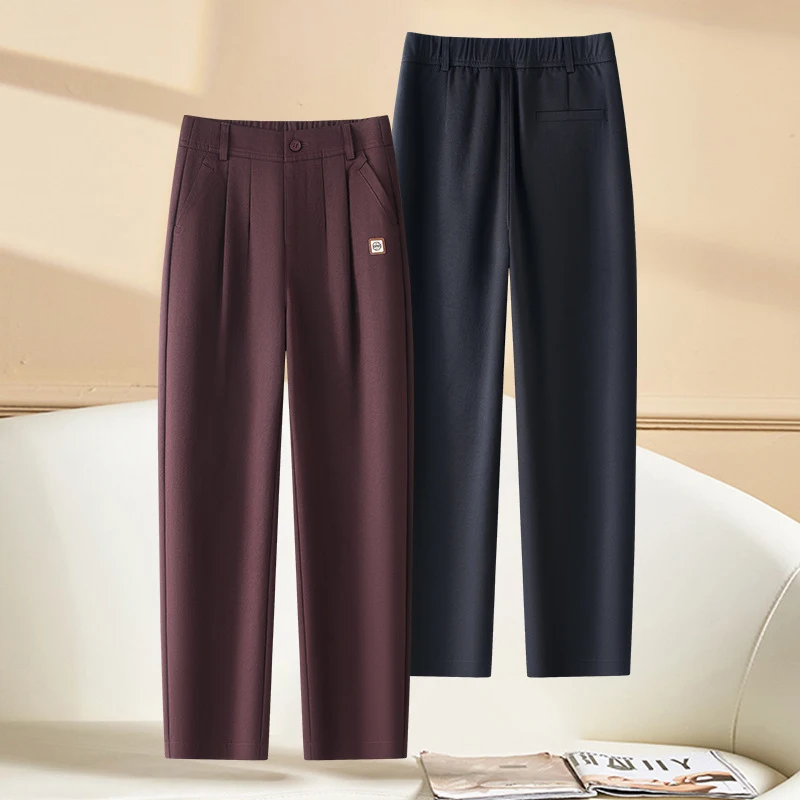 

Women's harem pants2025New Spring and Autumn High-Waisted Mom Pants, Loose Fit, Plus Size, Purple Slim-Fit Tapered Pants