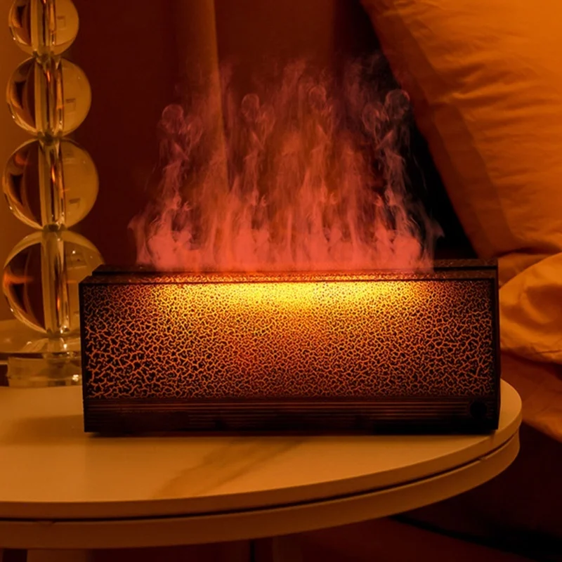 

USB-перезаряжаемый аромадиффузор с эффектом пламени, 3 режима таймера, из сплава с матовой текстурой, многофункциональный увлажнитель воздуха 5В 2А
