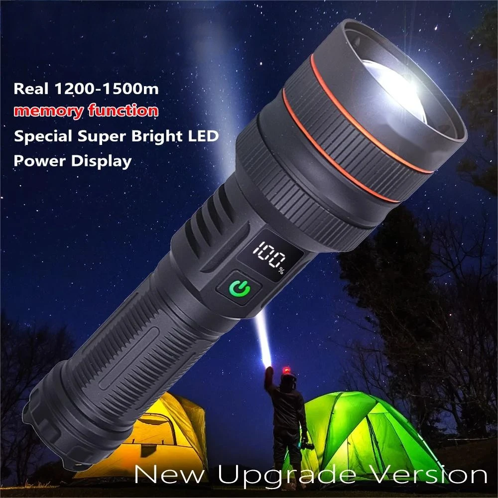 

Super Bright LED Flashlight USB Rechargeable Spotlight Lamp High Power Tactical Torch Waterproof Lantern For Outdoor Emergency