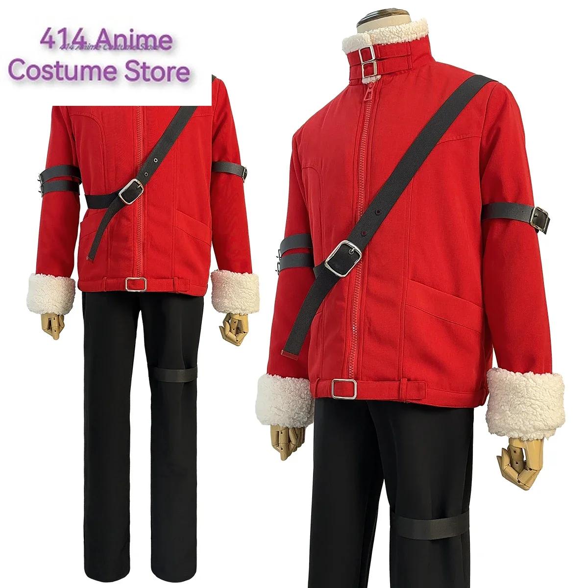 

Frieren Beyond Journey's End Anime Stark Cosplay Costume Wig Red Winter Jacket Black Pants Casual Daily Wearing Gift