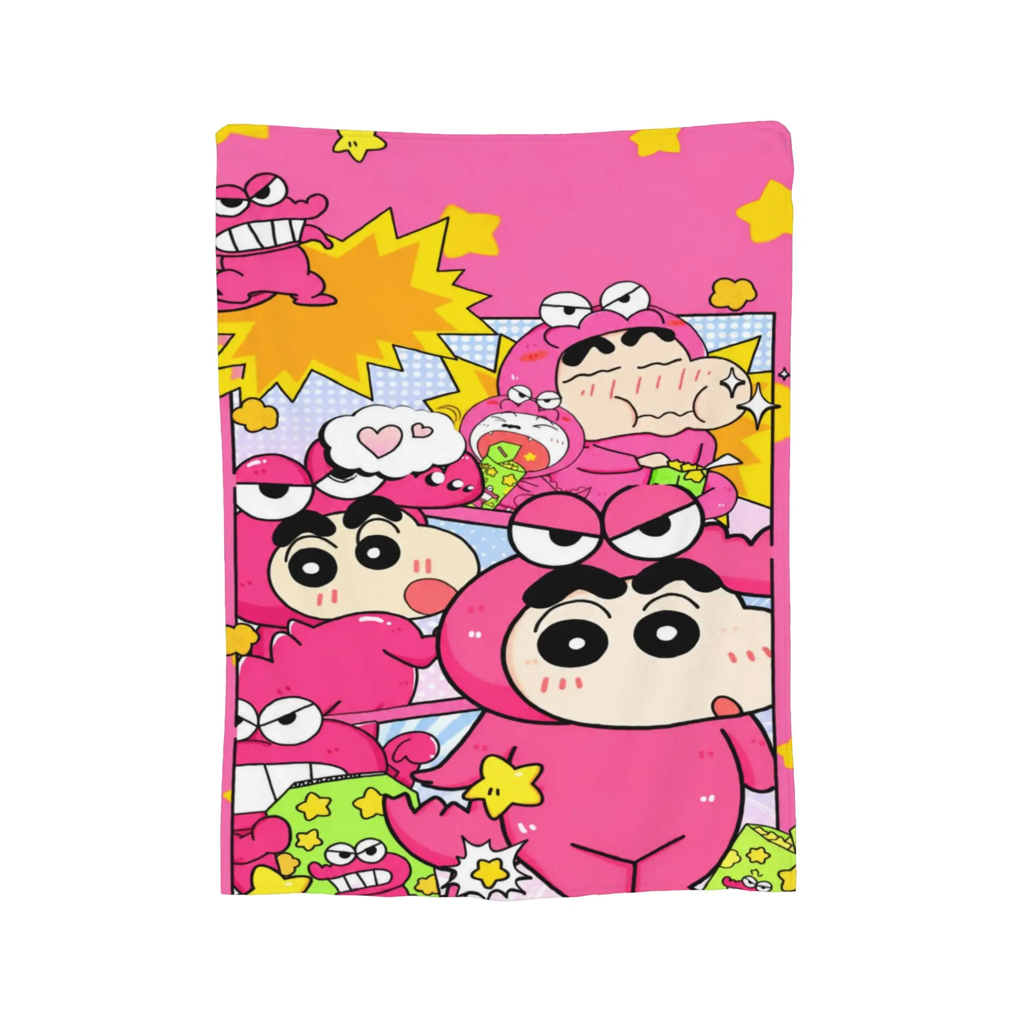 Crayon Shin-chans Pink Group Plush Blankets Child  Flannel Throw Blanket For Couch Bed Warm Soft Design Quality Bedspread Gift