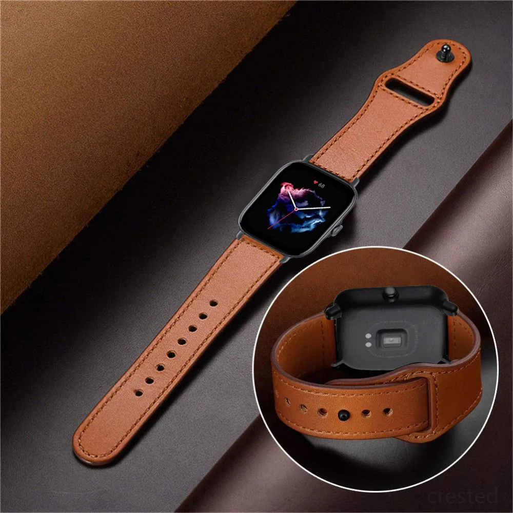 20mm/22mm band For Amazfit GTS/2/2e/3/4/GTS2 Mini/GTR 4/47mm/GTR2/3/Pro/stratos 3 leather Bracelet Amazfit bip/pace Watch strap