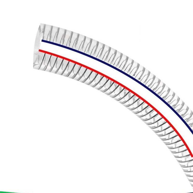 1m wąż PVC ze stalowym oplotem przezroczysta rura pcv olej elastyczna rura wzmocniony wodą olej doprowadzający przeźroczyste tworzywo sztuczne
