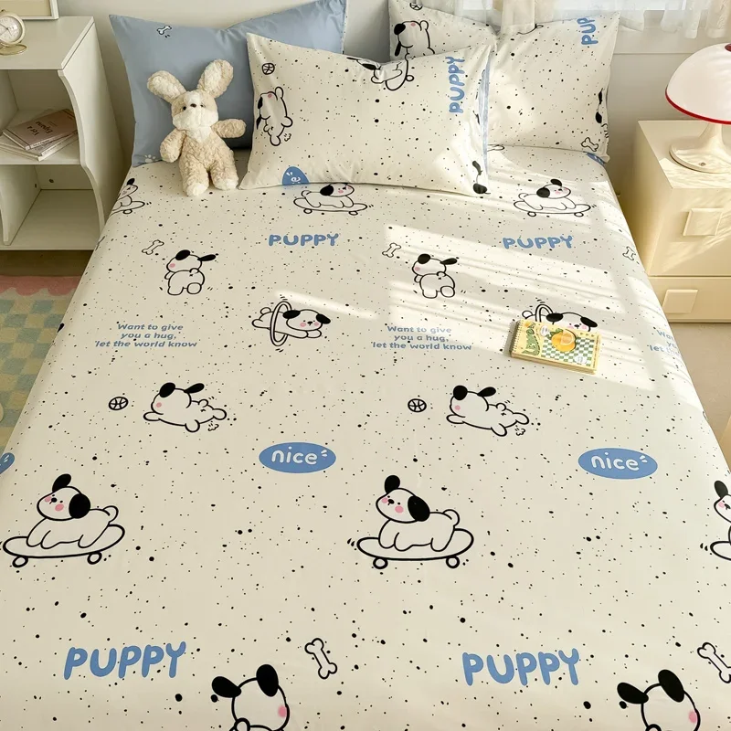 

100% Cotton Fitted Sheet Skin-friendly Bed Cover Elastic Bedsheet Cartoon Style Bed Linen couvre lit (No Pillowcase)