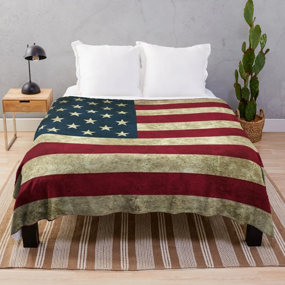 

American Flag Vintage Throw Blanket Nap Blankets For Sofas Blankets