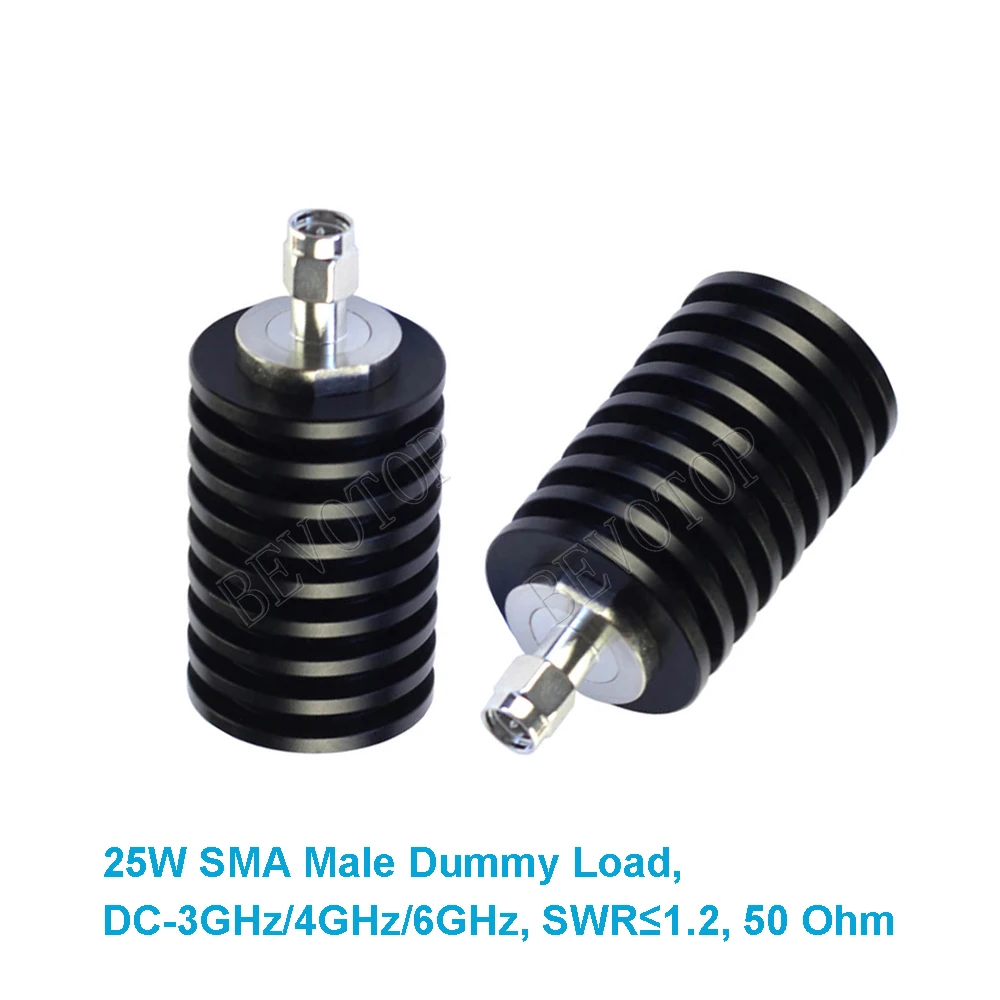 25W SMA Male RF Coaxial Termination Dummy Load SWR＜1.2 50Ohm  3GHz/4Ghz/6GHz Connector Socket Brass Straight Coaxial RF Adapter