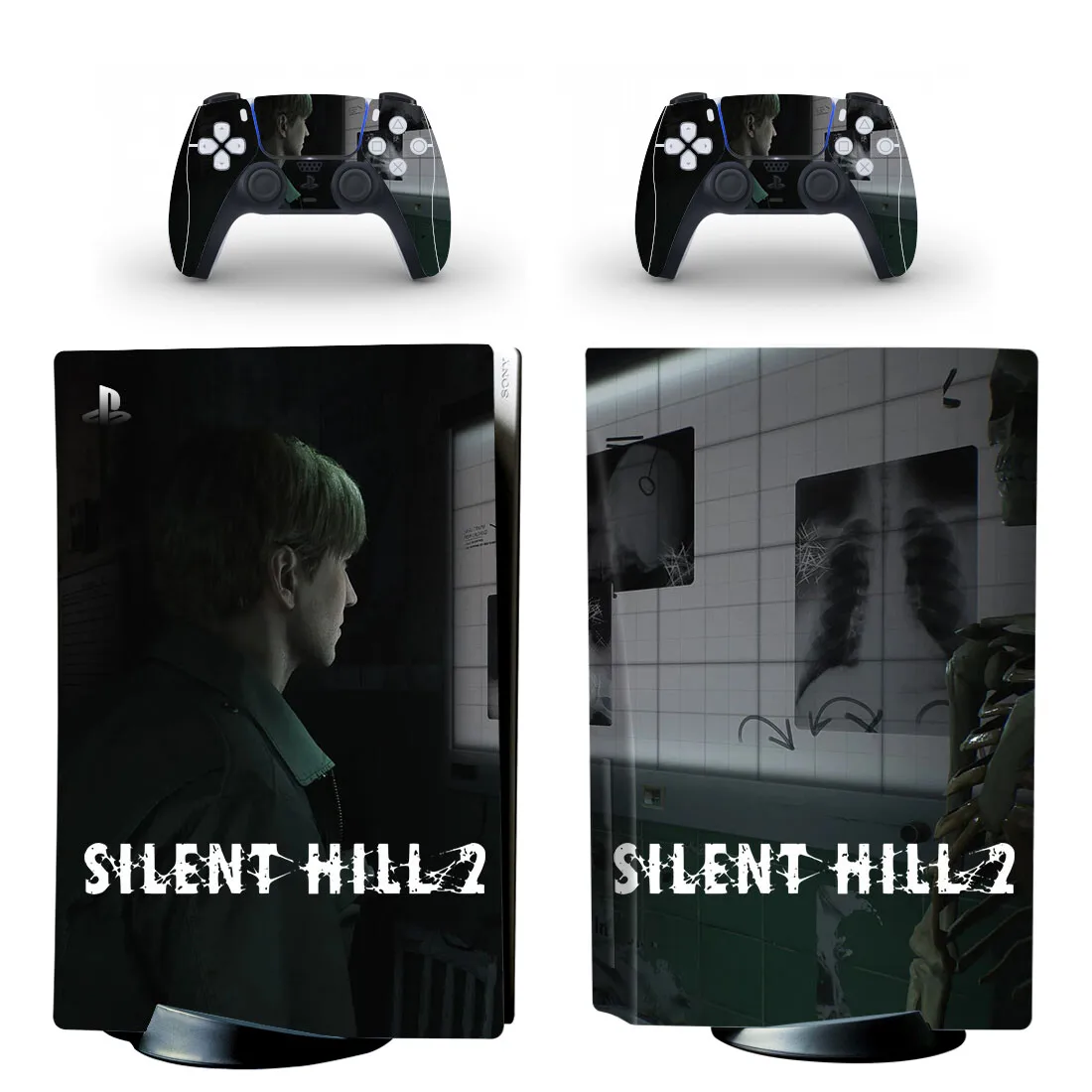 Silent Hill 2 PS5 Disc Skin Sticker Decal Cover for Console and 2 Controllers PS5 Disk Skin Sticker Vinyl