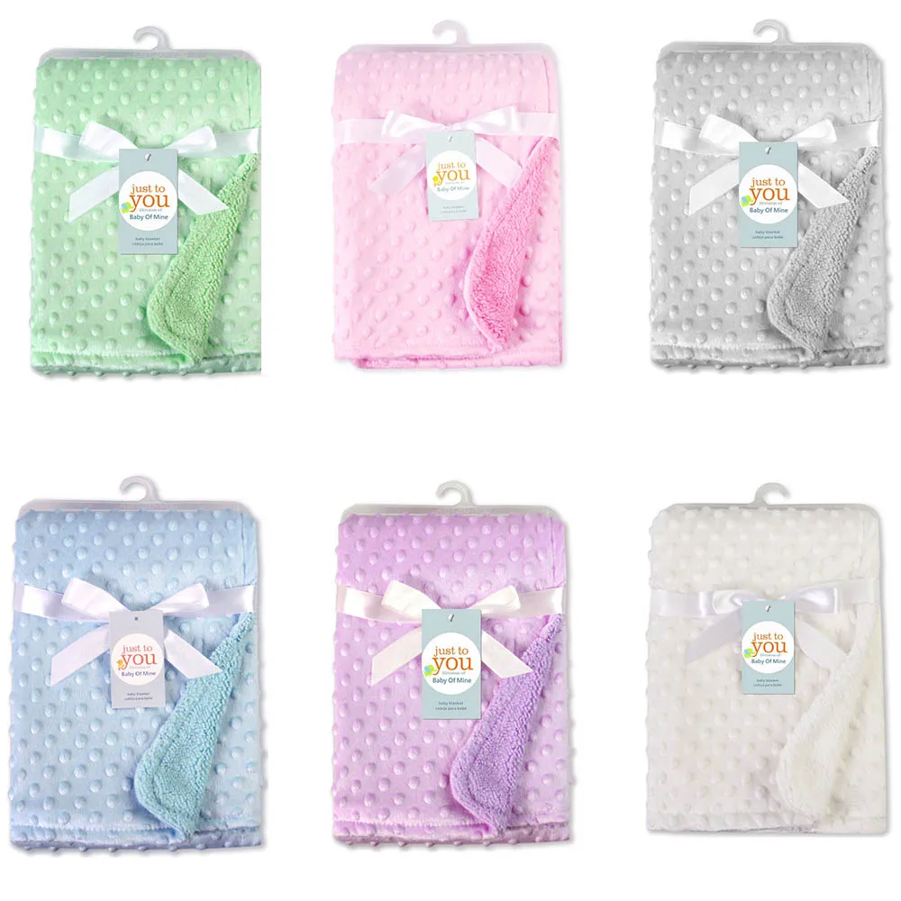 Baby Blanket & Swaddling Thermal Soft Fleece Blanket Winter Solid Bedding Set Cotton Quilt Infant Bedding Swaddle Newborn