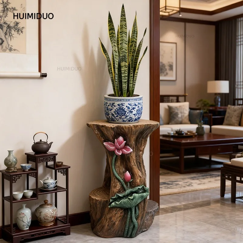 Flower Rack Indoor Living Room Balcony Multi-functional Shelf Household Floor-to-ceiling Flower Several Bonsai Pots with Imitati