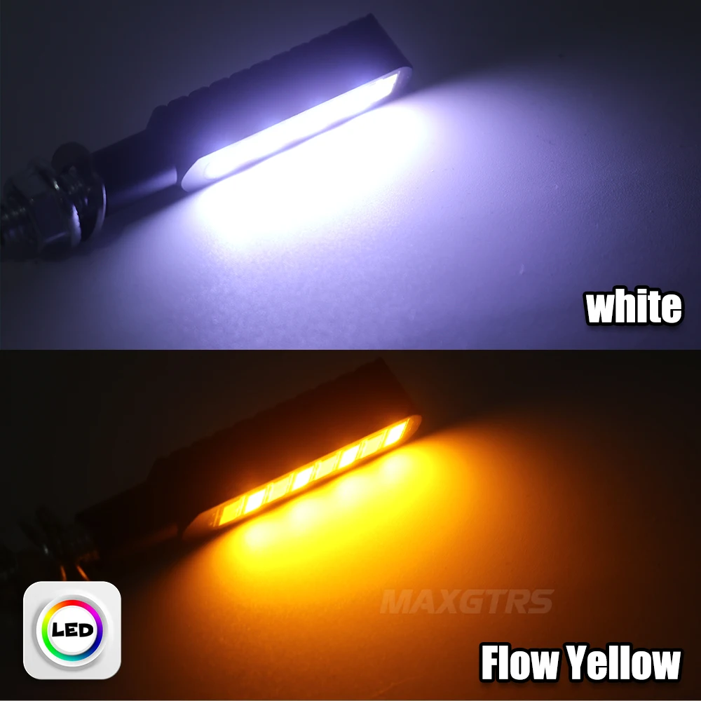 2Pcs Motorcycle Turn Signals Lights 12 Leds Water Flowing Indicator Arrow Blinker Lamps DRL For Kawasaki Honda Yamaha Suzuki