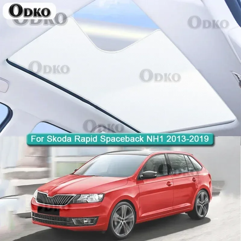 Car Roof Sunshade For Skoda Rapid Spaceback NH1 2013-2018 2019 Electrostatic Adsorption Sunroof Sunshade Skylight Blind Shading