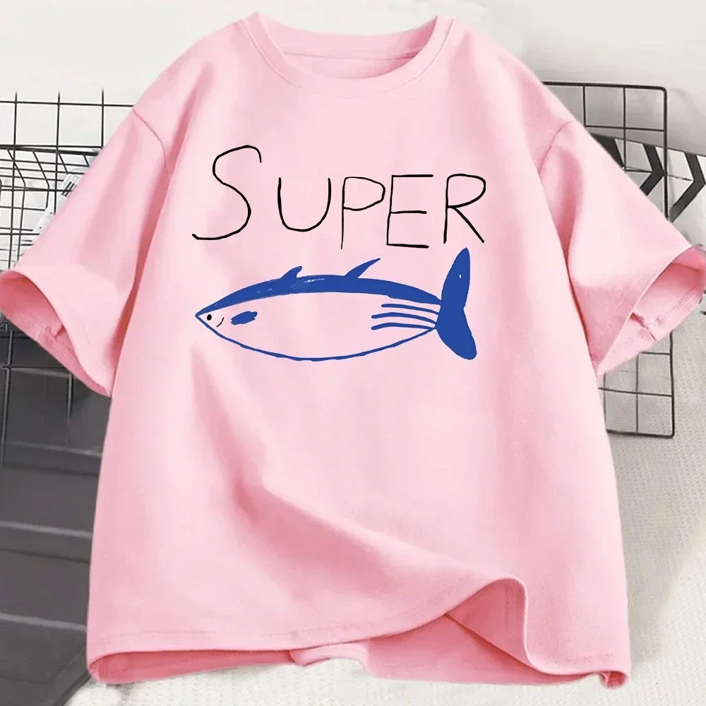 2026 Sommer Hot Sale Super Thunfisch T-Shirts Mode Vintage Kurzarm Herren Damen Kleidung Lässige Oversized Oberteile Lustige T-Shirts – Detail 5