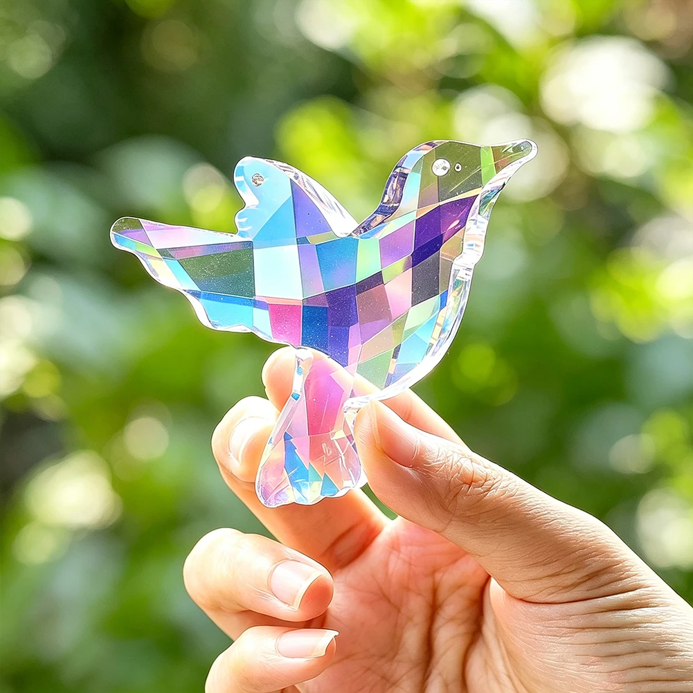 D9 Lucky Hummingbird Crystal Suncatcher Hanging Glass Sunlight Shadow Dream Rainbow Maker Spiritual Pendant Window Garden Decor