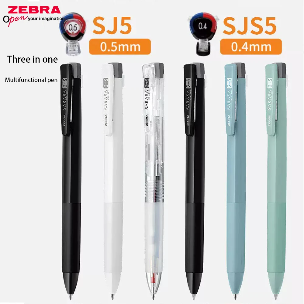 

Japan ZEBRA Multifunction Pen SJ5 Dual Color Gel Pen with Black/ Red Pen Core+mechanical Pencil 0.5mm Stationery School Supplies