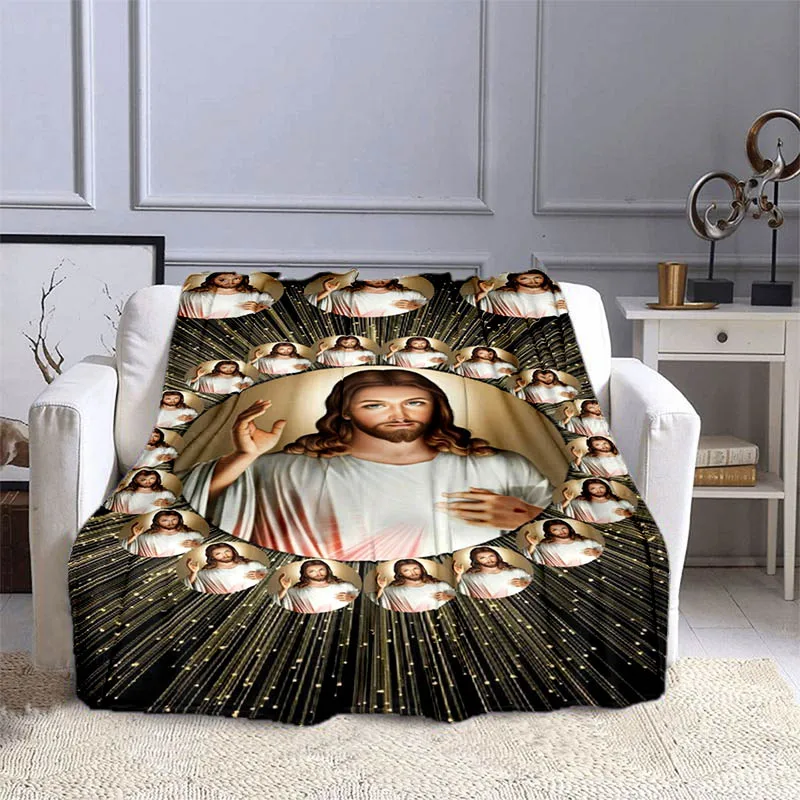 Jesus and The Virgin Mary Print Blanket Faith Religious Blanket Soft Warm Throw Blanket Sofa Bedding Birthday Gifts Blanket