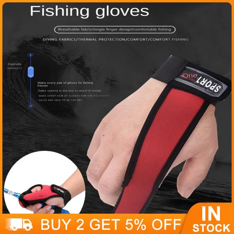 Fishing Gloves Single Two Fingers Protector Gloves Anti-Slip Anti-Cut Adult Fishing Sun Protection Gloves Outdoor Fishing Gear