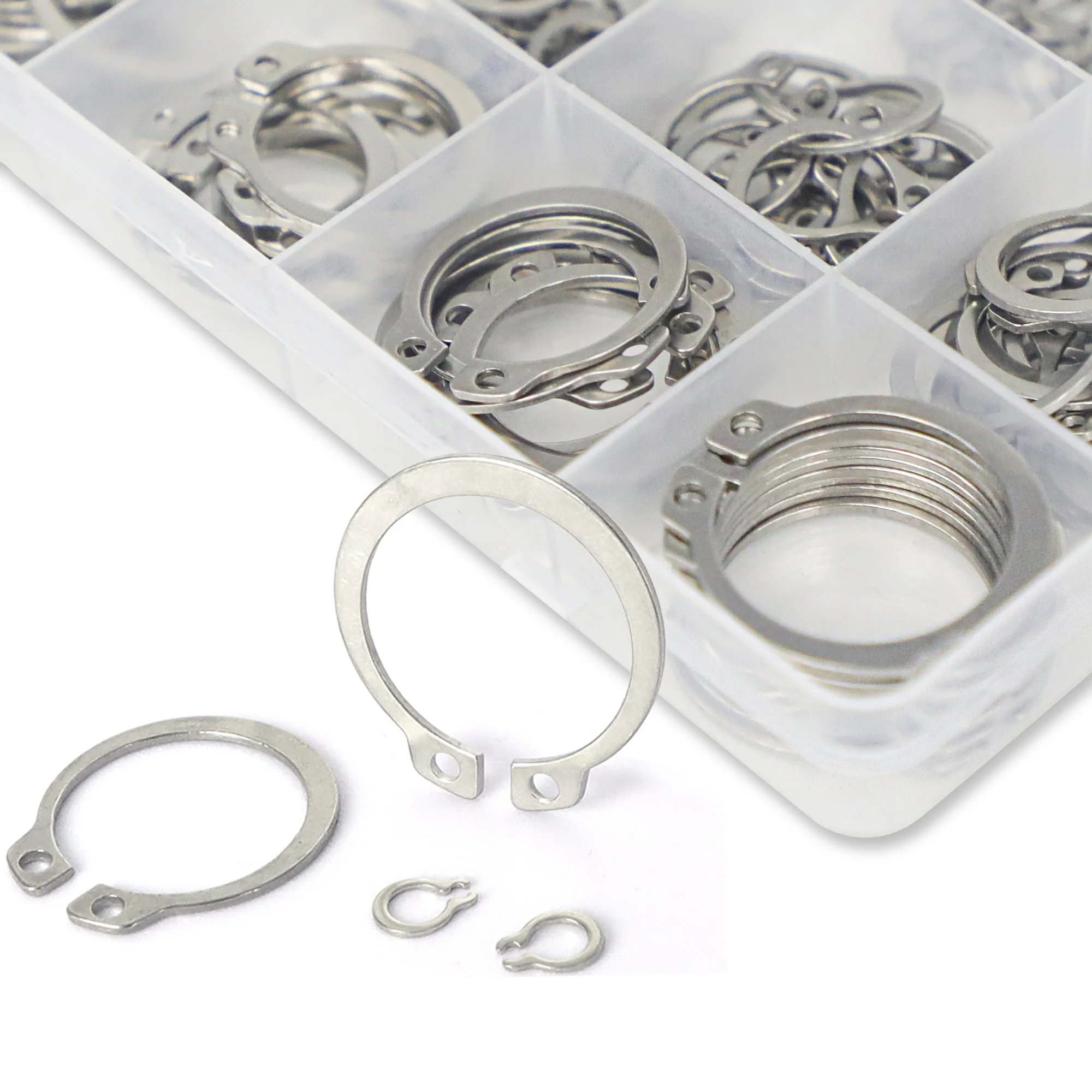 Kit assortimento di anelli a scatto per anelli di sicurezza esterni da 225 pezzi kit di assortimento di anelli elastici esterni in acciaio