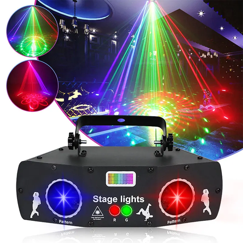 

Newish 5 eyes rgb laser projector beam lights dj equipment stage lighting led bar dmx controller party light for disco club