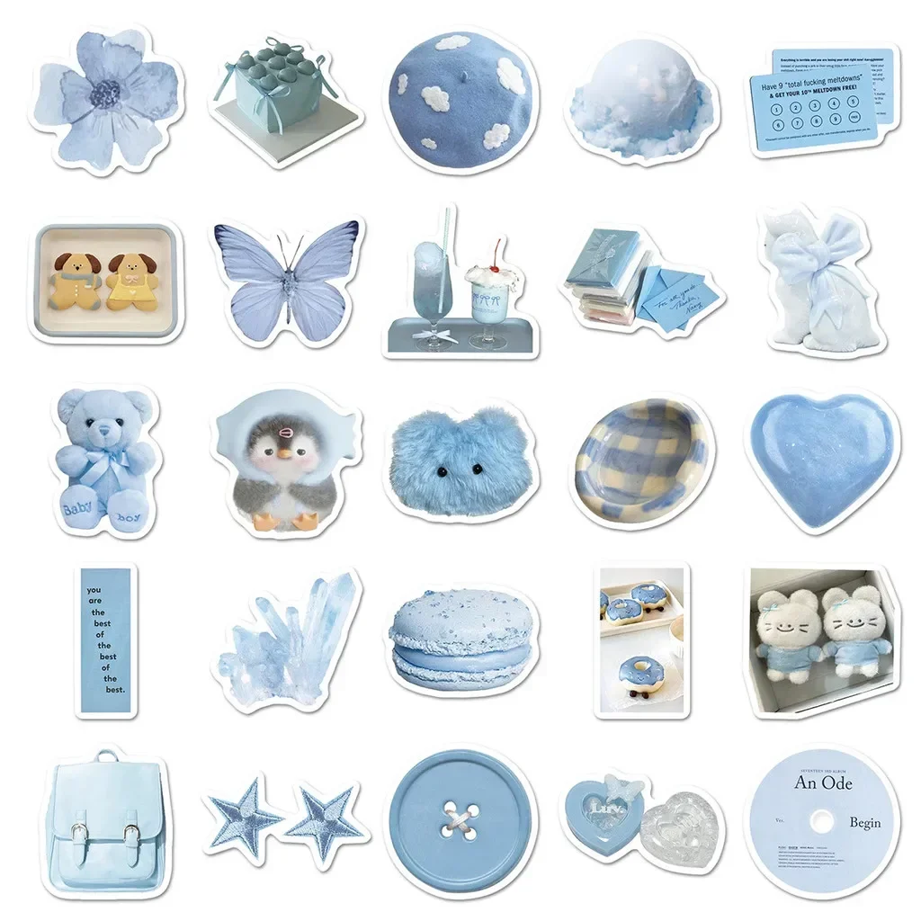 50枚 ペールブルー インスタイル クリエイティブ トレンディ ステッカー - 冷蔵庫、ヘッドフォン用 DIY デコレーション デカール