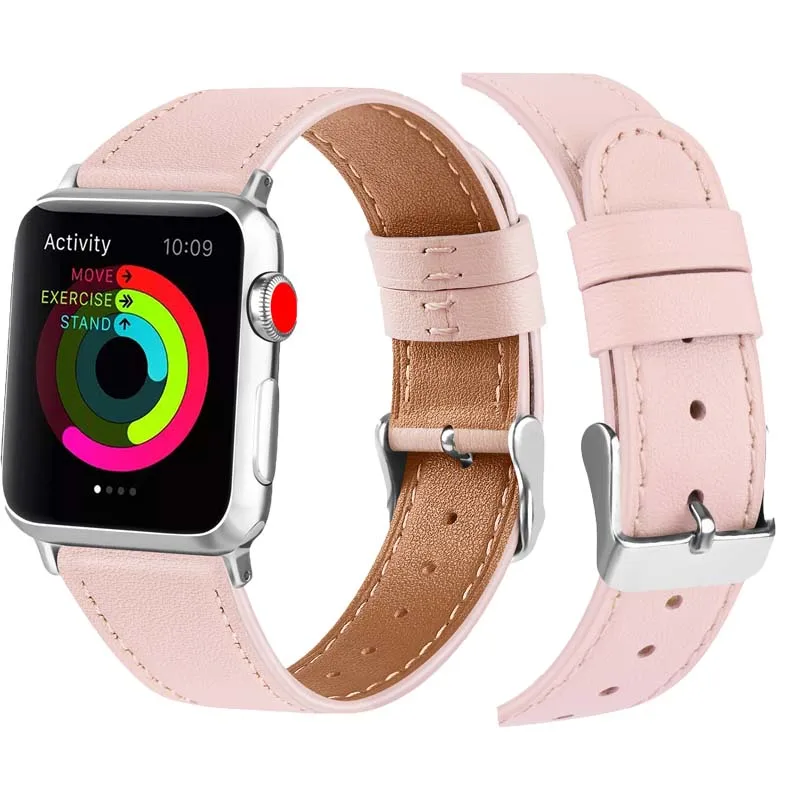 For Apple Watch Band 40mm Leather Flower Strap wacth 7 45mm 42mm Rose Gold Bracelet 38mm 44mm Serises 6 5 4 Correa Wristband