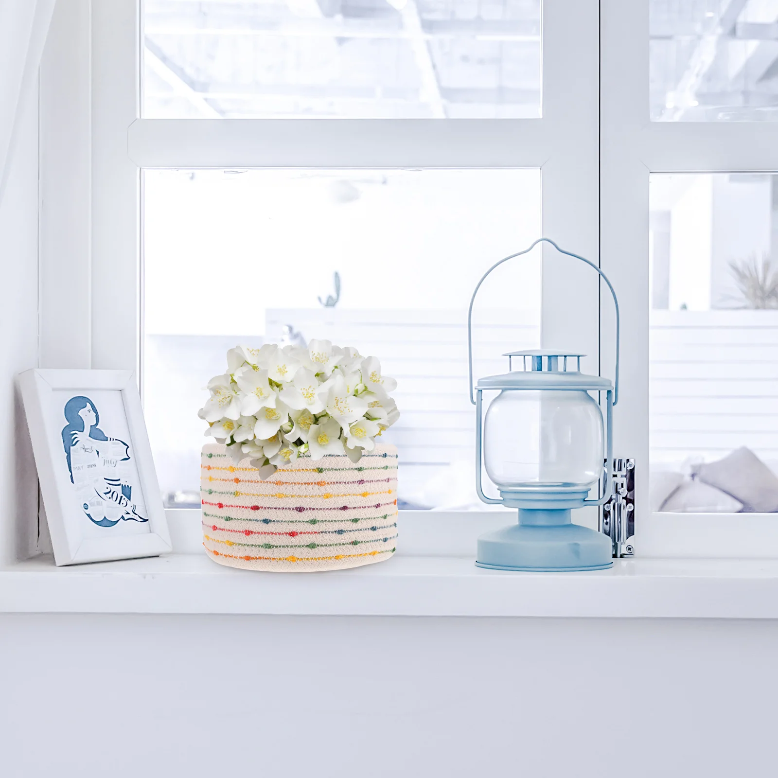 

Woven Cotton Rope Basket Decorative Storage Basket for Desktop Home Use Multi-Function Household Accessory Compact Design