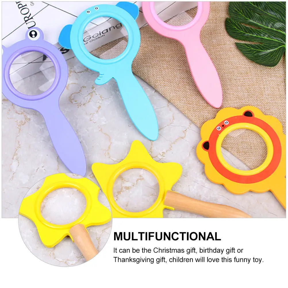 

2Pcs Wooden Magnifying Lens Adorable Handheld Learning Plaything for Children Observation Insects Educational Gift