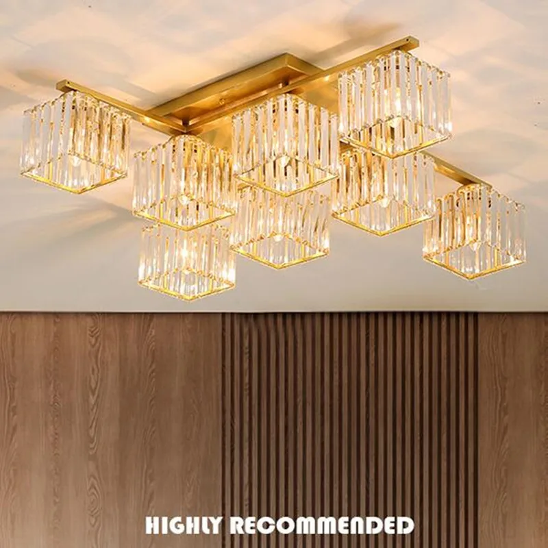 Nieuwe stijl vierkante kristallen plafondlamp in de woonkamer