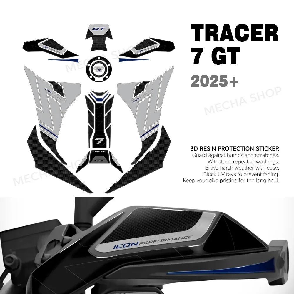 For Tracer 7 GT 2025 2026 Tank Mat Complete Kit 3D Resin Sticker Protection Kit