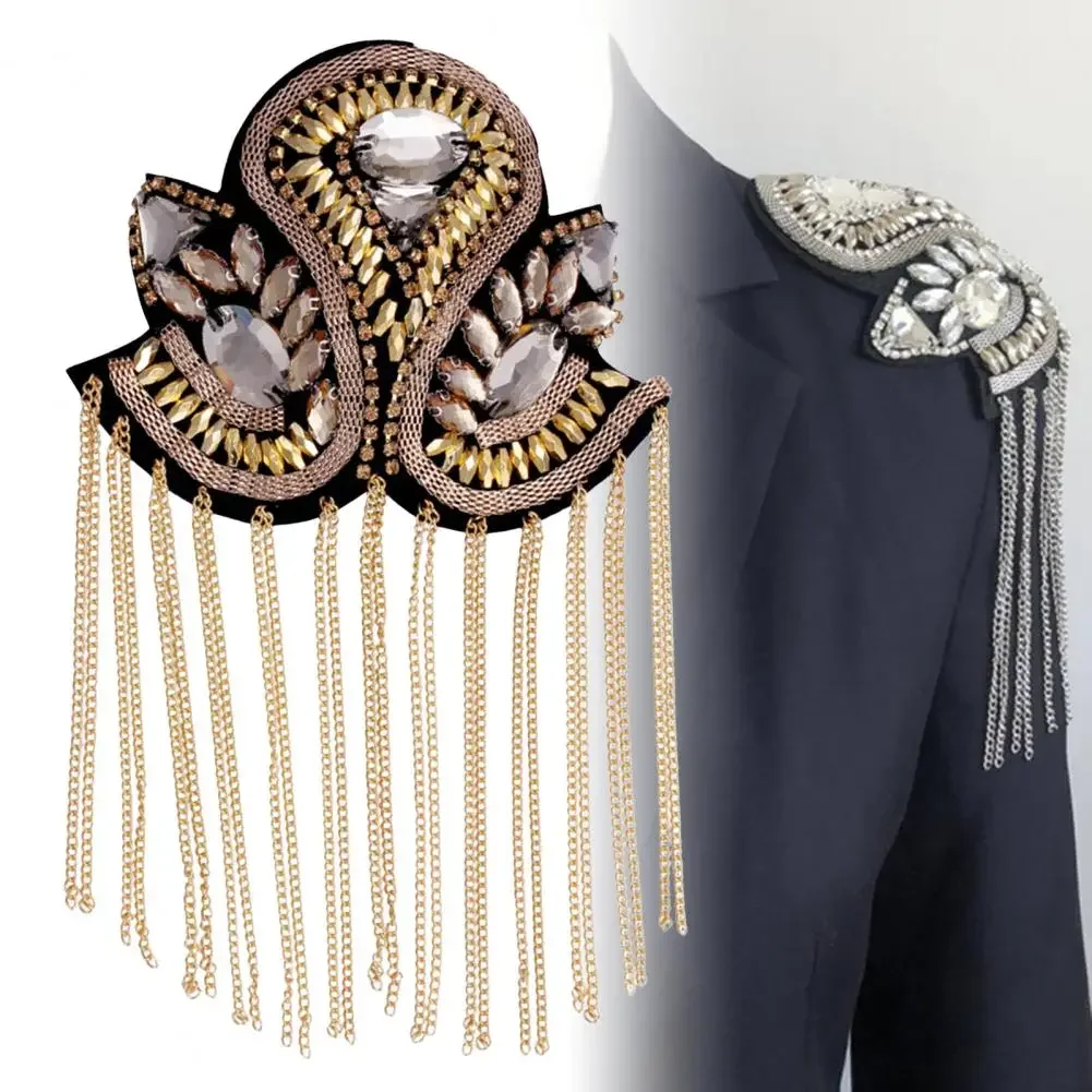 แฟชั่น Handmade ไหล่เครื่องประดับพู่ Rhinestones Epaulettes เสื้อผ้าอุปกรณ์เสริมเข็มกลัด Epaulet ไหล่ป้าย