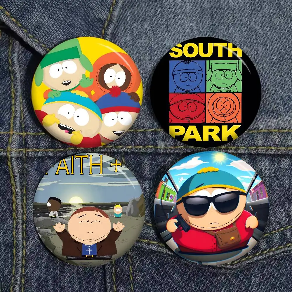 Classic Animation S-South P-Park 58mm Cute Series Pins Funny Badge Interesting Cartoon Animals Brooches Backpack Clothes Gift
